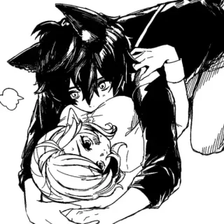 ❤️ アニメ, 漫画, 狼, 猫, ハグ telegram sticker