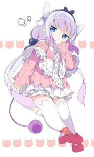 😸 Kanna Kamui Miss Kobayashi's Dragon Maid Anime, Dragão, Kawaii, Fofo, Cabelo roxo, Mangá whatsapp sticker
