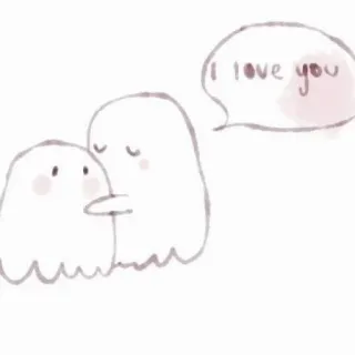 💗 I love you hantu, cinta, imut, kartun, salam, kasih sayang telegram sticker