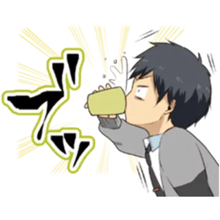 😟 ゴッ Trinken, Anime, Cartoon, Getränk, Japanisch telegram sticker