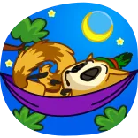 😴 cartone animato, animale, volpe, dormire, amaca, notte, luna, stelle telegram sticker