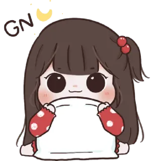 🤪 GN desenho animado, menina, boa noite, dormir, fofo telegram sticker