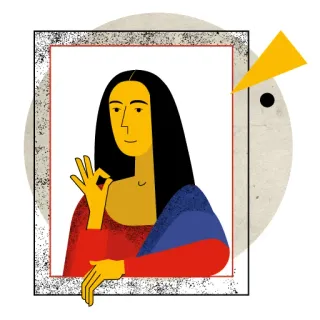 👌 Mona Lisa Mona Lisa, œuvre d'art, geste de la main, art, portrait whatsapp sticker