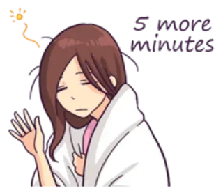 😓 5 more minutes sleepy, girl, anime, cartoon, blanket telegram sticker