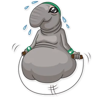 🏃 cartoon, character, exercise, jumping rope, sweating, fitness telegram sticker