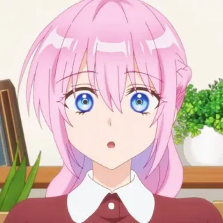 🍧 Anime, Mädchen, pinke Haare, blaue Augen, Cartoon telegram sticker