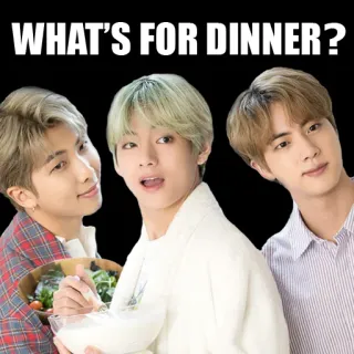 🍽 WHAT'S FOR DINNER? 저녁, 음식, 요리, kpop, 그룹, 엔터테인먼트 telegram sticker