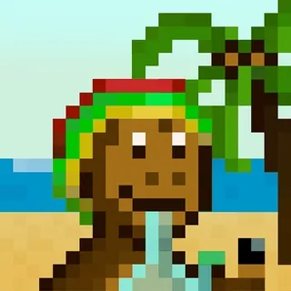 πΆβπ«οΈ monkey, pixel art, beach, palm tree, rasta, crypto punk telegram sticker