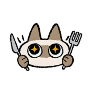 😺 gato, faca, garfo, comida, fofo, animal telegram sticker