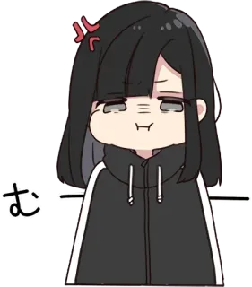 👣 むー 애니메이션, 만화, 소녀, 화난, 귀여운, 스티커 telegram sticker