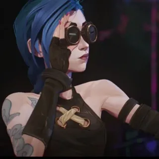 🕳 Jinx Arcane Jinx, Arcane, League of Legends, Capelli blu, Occhiali telegram sticker