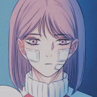 ✖ personaggio, anime, donna, bende, manga telegram sticker
