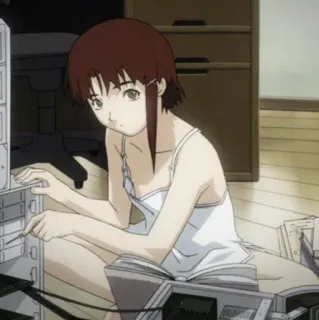 😐 Lain Iwakura Serial Experiments Lain Anime, Fille, Ordinateur, Lain, Serial Experiments Lain, Cyberpunk whatsapp sticker