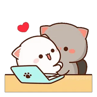 ❤️ 猫, 笔记本电脑, 爱, 可爱, 卡哇伊, 卡通 whatsapp sticker