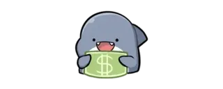 🦈 requin, argent, dollar, dessin animé, mignon, autocollant telegram sticker