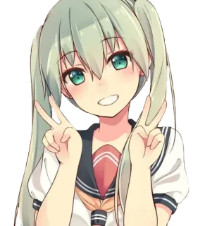 👋 อนิเมะ, ผู้หญิง, สัญลักษณ์สันติภาพ, น่ารัก, ชุดนักเรียน telegram sticker