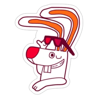 😎 cartoon, rabbit, cool, glasses, animal, happy whatsapp sticker