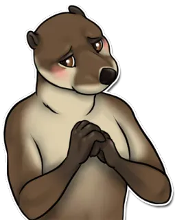 😔 berang-berang, hewan, kartun, imut, sedih, minta maaf whatsapp sticker