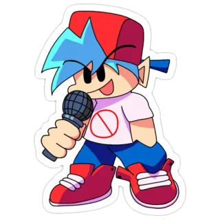 😏 Boyfriend Friday Night Funkin' music, game, character, microphone, cartoon whatsapp sticker