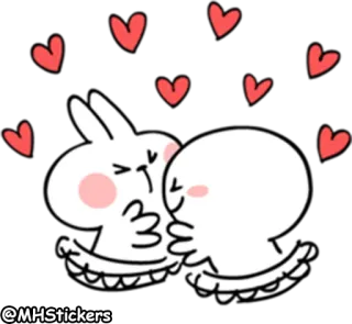 😆 @MHStickers coelho, coelhinho, amor, corações, fofo, desenho animado, adesivo whatsapp sticker