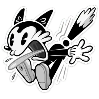 😱 cartoon, character, vintage, black and white, retro telegram sticker