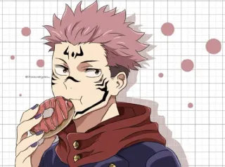 🍩 Ryomen Sukuna Jujutsu Kaisen アニメ, ドーナツ, 漫画, 架空のキャラクター, 呪術廻戦, 宿儺, 両面宿儺 telegram sticker