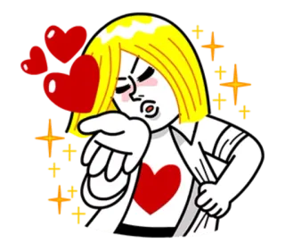 🌝 cinta, ciuman, hati, kartun, berkilau, karakter, kasih sayang telegram sticker