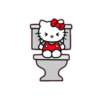 🥵 Hello Kitty Hello Kitty, Мультфильм, Туалет, Смешной, Милый telegram sticker