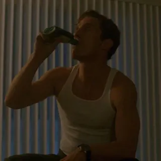 🗿 man, drinking, beer, tank top, indoors telegram sticker