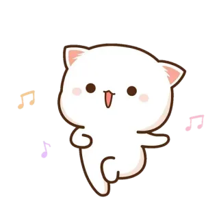 💃 고양이, 귀여운, 카와이, 춤, 음표 telegram sticker