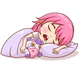 😴 sono, dormindo, desenho animado, fofo, travesseiro, cobertor, anime, garota, kawaii telegram sticker