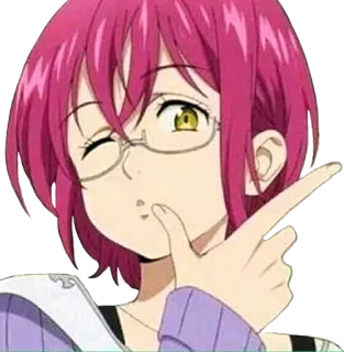 🤟 Gowther The Seven Deadly Sins Anime, Personaje, Gowther, Pelo rosa, Gafas, Guiño, Pensando, Pose whatsapp sticker