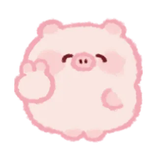 😜 돼지, 귀여운, 분홍색, 동물, 손 흔드는, 카와이, 만화 telegram sticker