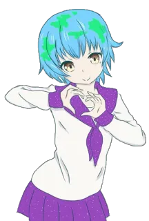 ❤ earth-chan, anime, terra, mangá, fofo, kawaii, coração, desenho animado telegram sticker