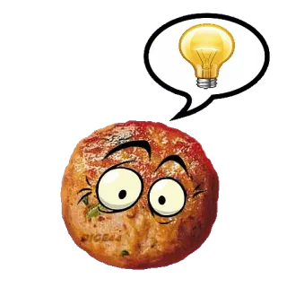 💡 almôndega, comida, desenho animado, ideia, lâmpada, pensando telegram sticker