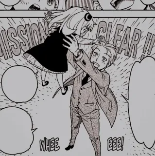 🥜 Anya Forger Spy x Family MISSION CLEAR!! spy x family, anya forger, anime, manga, misja zakończona, rodzina, słodkie, kreskówka telegram sticker