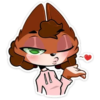 😘 kartun, binatang, rubah, hati, ciuman, cinta telegram sticker