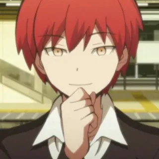 🙂 Karma Akabane Assassination Classroom Anime, Mangá, Cabelo ruivo, Menino, Sorriso malicioso, Karma, Akabane telegram sticker