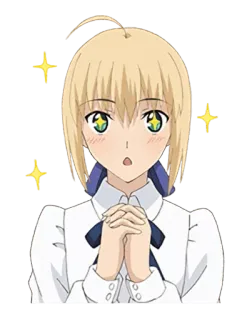 🤩 Saber Fate/stay night อนิเมะ, ผู้หญิง, ผมบลอนด์, น่ารัก, ประกาย telegram sticker