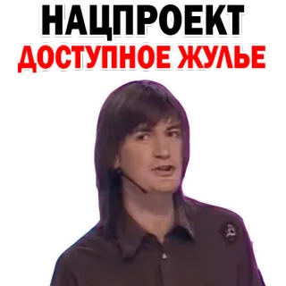 😛 НАЦПРОЕКТ ДОСТУПНОЕ ЖУЛЬЕ русский, текст, сатира, правительство, жилье, социальный комментарий whatsapp sticker
