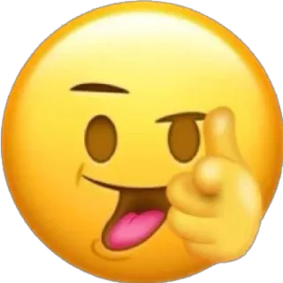 🍄 emoji, winking, pointing, yellow, face telegram sticker