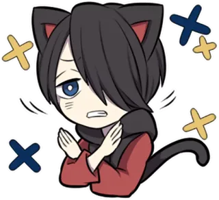 ❌ Anime, Katzenohren, Manga, Kawaii, Süß, Sticker, Katze telegram sticker
