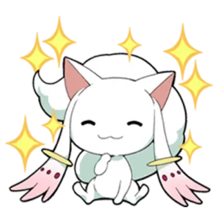 ☺️ Kyubey Puella Magi Madoka Magica Anime, Carino, Gatto, Kawaii, Ragazza magica, Scintillio telegram sticker