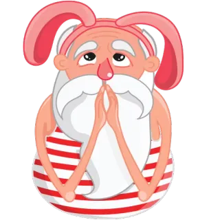🙏 Papá Noel, orejas de conejo, dibujos animados, Navidad, fiesta, divertido, tonto telegram sticker