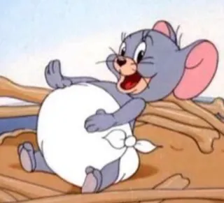 🤪 Nibbles Tom and Jerry Nibbles, Tom and Jerry, mouse, cartoon, diaper, bones telegram sticker