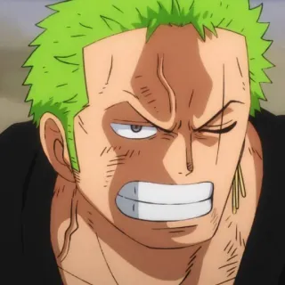 🧩 Zoro One Piece Anime, Spadaccino, Pirata, Capelli verdi, Roronoa telegram sticker