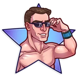 😎 man, spieren, ster, bril, bodybuilder telegram sticker