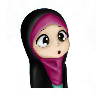 😮 hijab, muslim, woman, girl, islam, cartoon telegram sticker