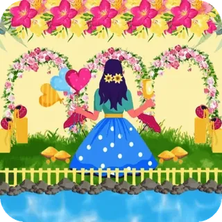 🎉 woman, flowers, balloons, garden, celebration, decoration, party telegram sticker