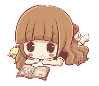 📖 kawaii, anime, girl, cute, chibi, reading telegram sticker